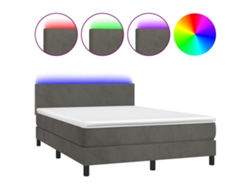 Maison Exclusive - Cama Box Spring Colchón Y Led Terciopelo Gris Oscuro 140x190 Cm