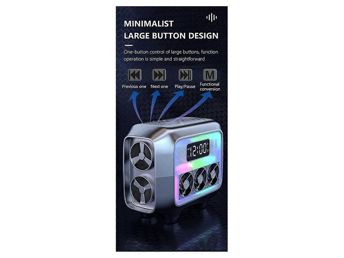 Altavoz Bluetooth, altavoz estéreo, cargador inalámbrico, luz LED, reloj despertador, estación de carga rápida