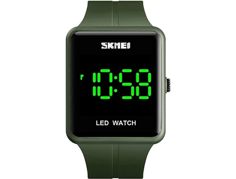 VEANXIN Reloj digital resistente al agua de 50 m con esfera cuadrada y luz LED-Negro