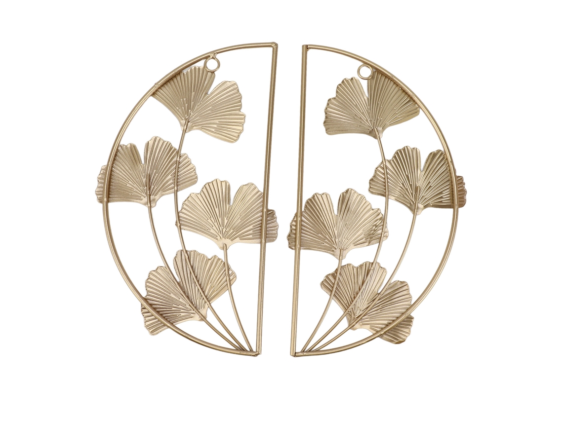 Decoración De Pared De Hierro Dorado Con Hoja De Ginkgo Para Sala De Estar, Oficina O Estudio.
