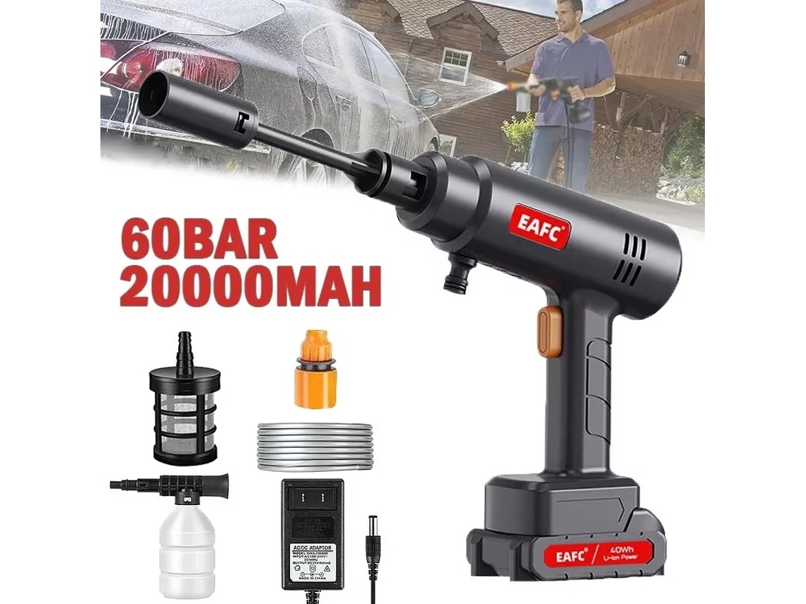 Hidrolimpiadora a batería, Bravolu MAX 580 PSI Hidrolimpiadora portátil de alta presión con kit, hidrolimpiadoras con batería de 4.0 Ah y rotativa