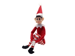 Adorno Navideño Para El Hogar: Muñeco Elfo Rojo De Piernas Largas Sentado.