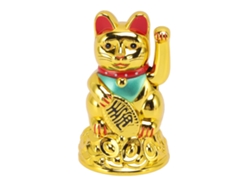 Gato de la suerte eléctrico con movimiento de manos, de plástico, para decoración del hogar, regalo, 11,4 cm, dorado, Mly45a