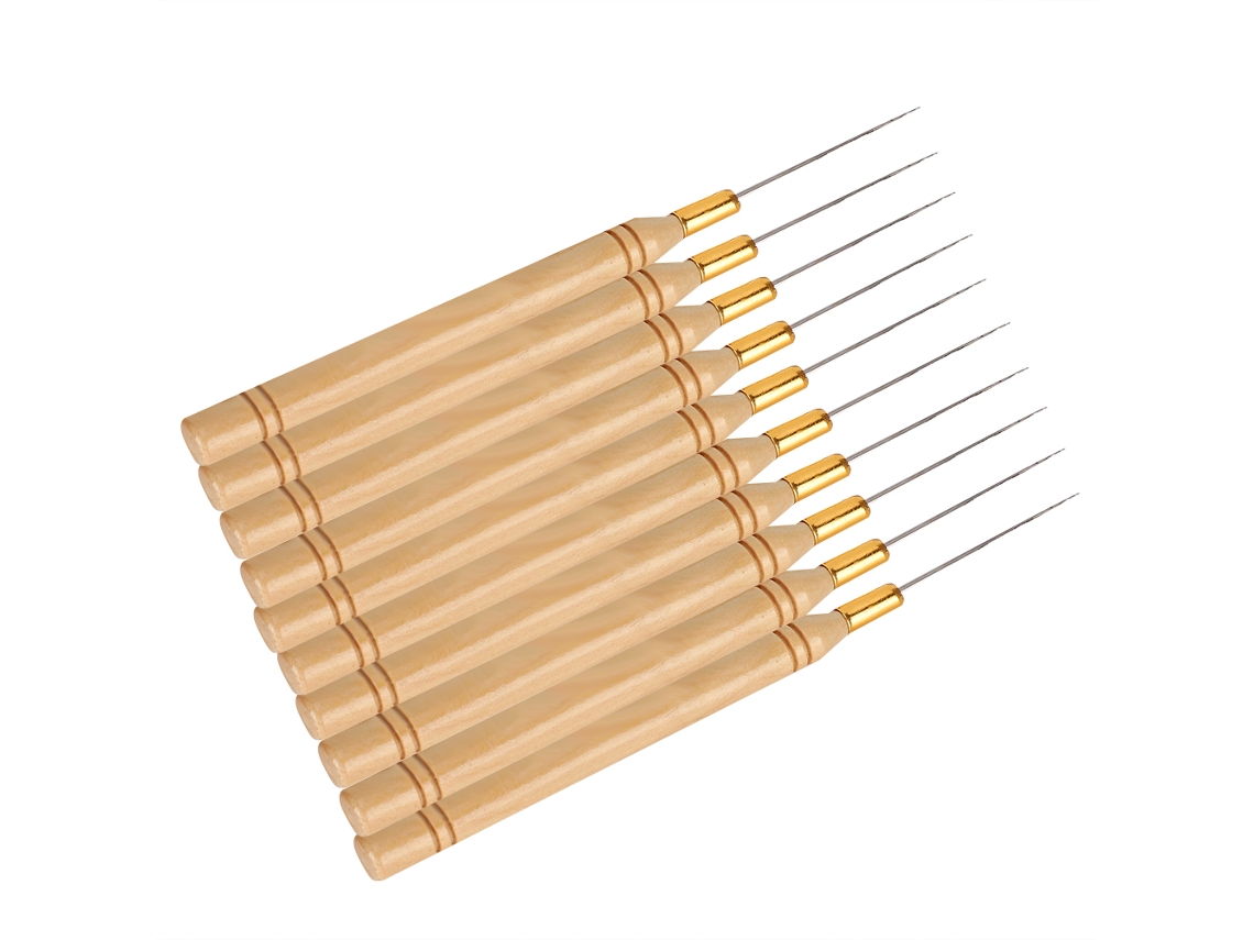 10 agujas de madera para extensiones