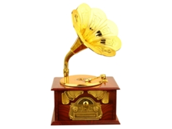 Caja de música de gramófono clásica, decoración de escritorio, marrón.