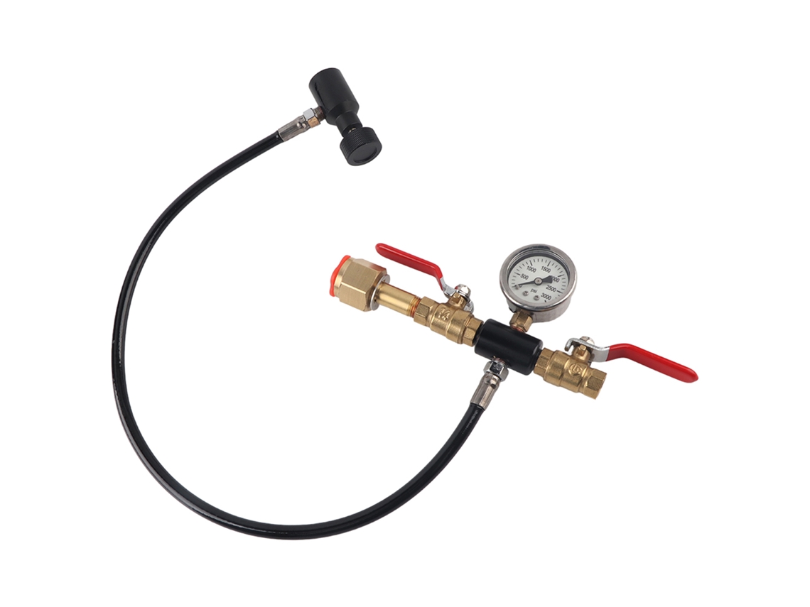 Adaptador De Llenado De Co2 Con Manguera De 60,96 Cm Y Manómetro De 3000 Psi Para Tanque G1/2