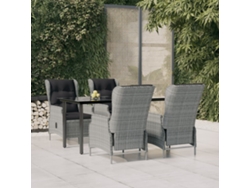 Juego de comedor de jardín de 5 piezas DKD Home Decor en mimbre gris claro