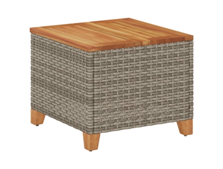Mesa de jardín ratán sintético madera acacia gris VIDAXL (45x45x37 cm)