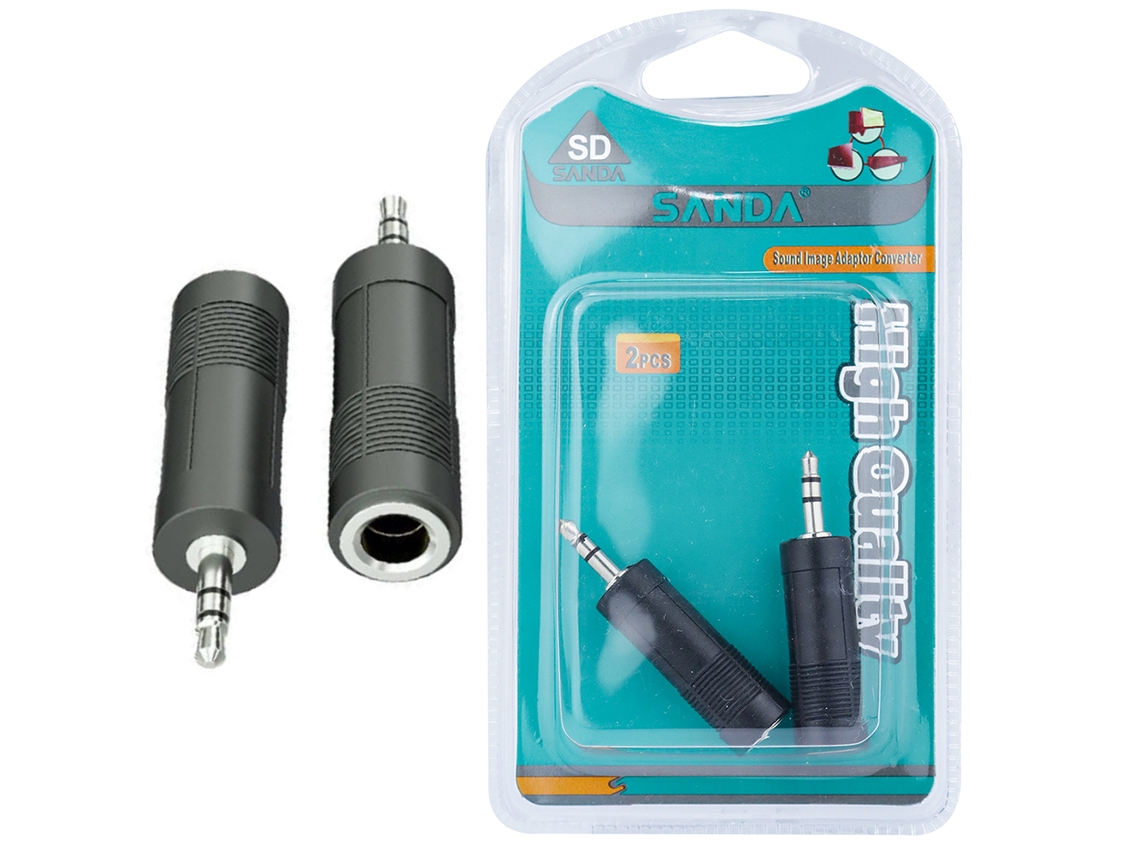 Adaptador Jack 6.3Mm F Para Jack 3.5 Mm M Sanda Sd-8016 (Negro)