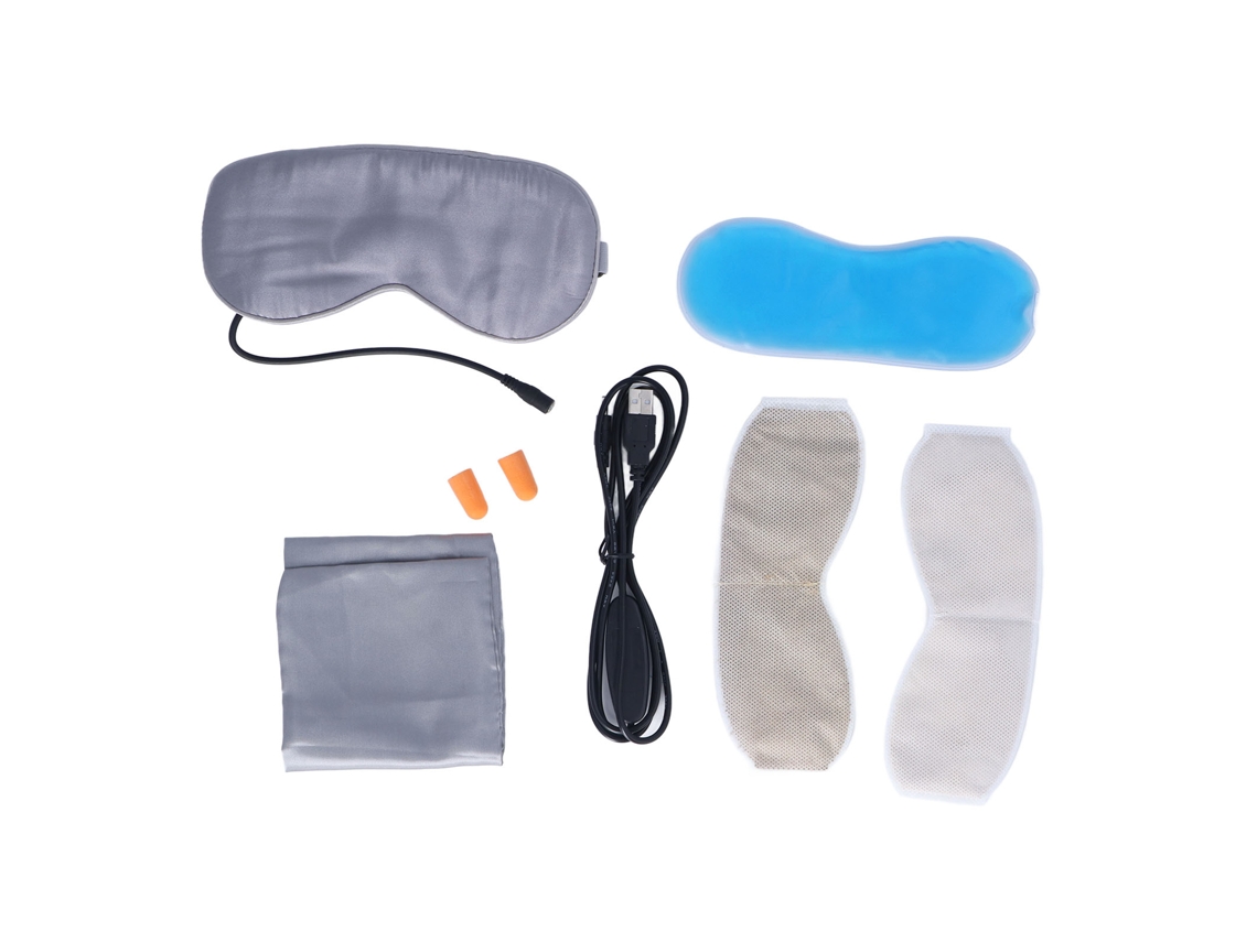 Parche De Ojos Eléctrico Calientado Usb Para Alivio De Fatiga Y Sueño Con Seda Gris Plata 5v 10w