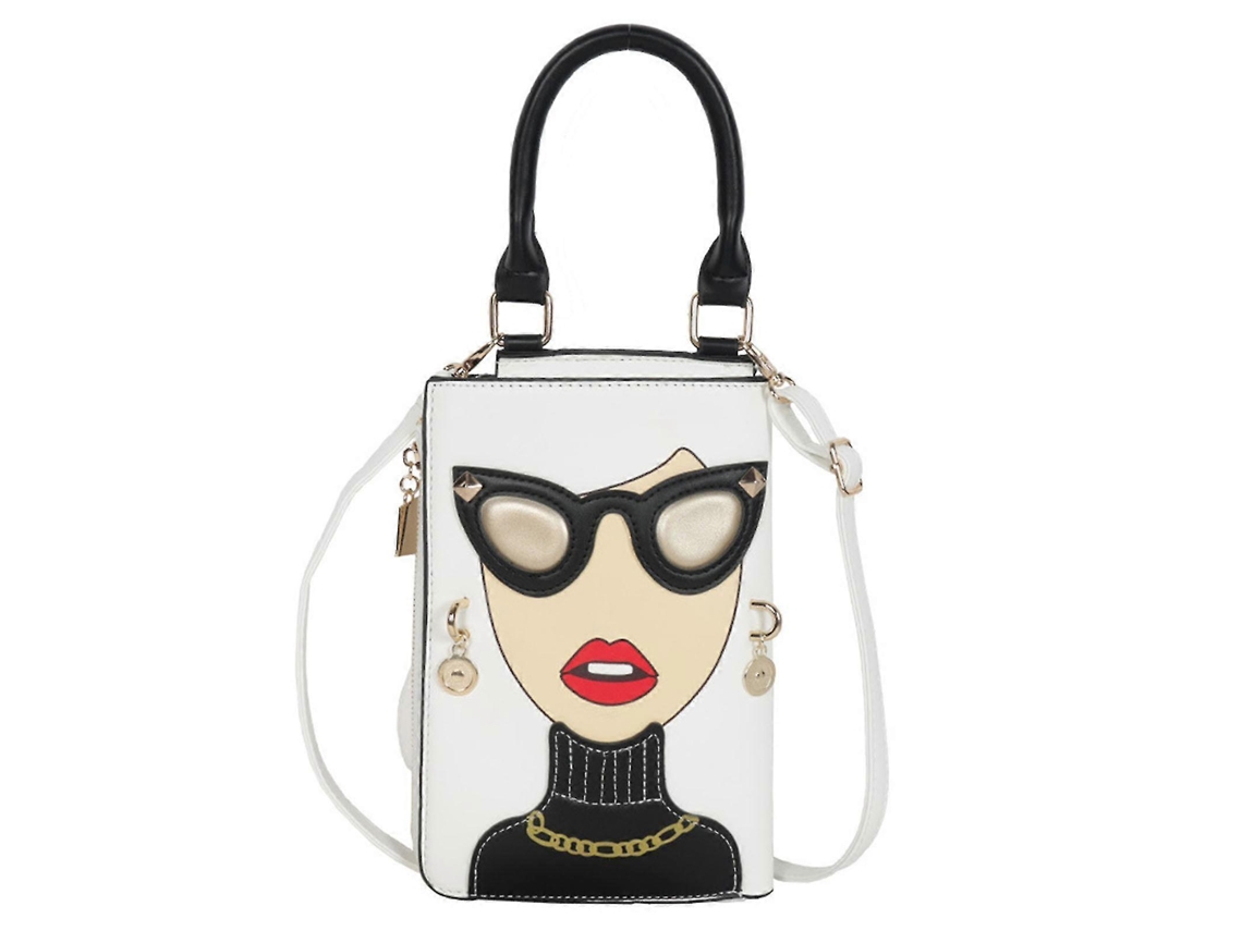 Bolso bandolera divertido para mujer, bandolera de PU, mochila, blanco Lalamoli