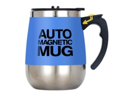 Elegante y creativa taza térmica rellenable azul, de acero inoxidable, con agitador magnético. Mdug