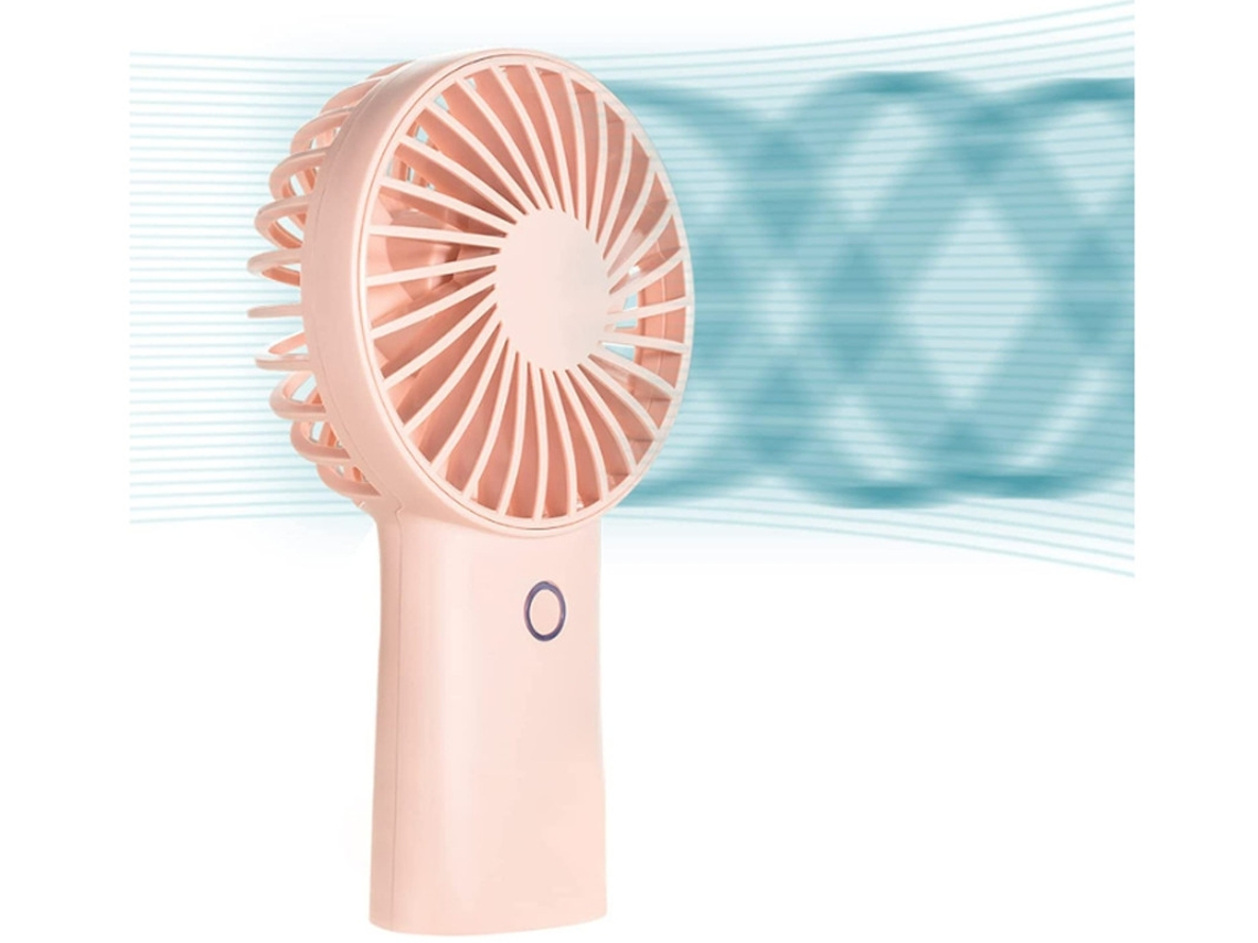 Ventilador portátil de mano con 20 h de enfriamiento, mini ventilador personal recargable por USB de 4000 mAh y 3 velocidades (rosa)