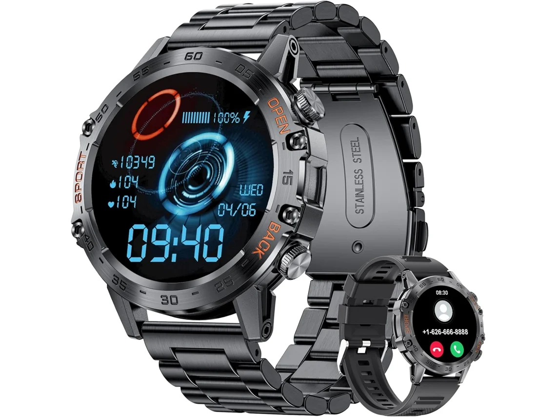 Reloj inteligente militar para hombres, relojes inteligentes con llamada de voz Bluetooth compatible con teléfono Android iOS, reloj intelig CHRONUS