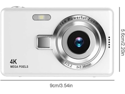 Cámara digital 48 MP 4K Zoom digital 16x, Tarjeta de memoria 32G Lector de tarjetas USB Blanco Siurn