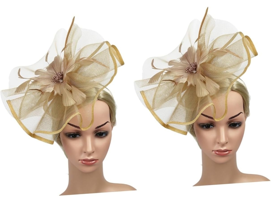 Diadema Grande De Flores Doradas De 2 Piezas, Creativa, Para Fiestas, Bodas, Bailes De Graduación, Cosplay Y Festivales.