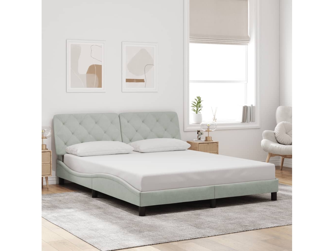 Estructura De Cama Sin Colchón Terciopelo Gris Claro 160x200 Cm
