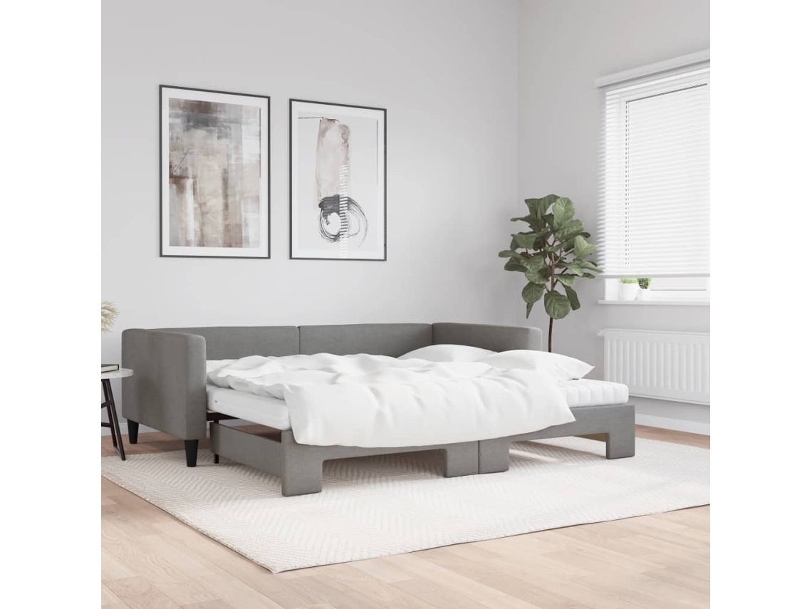 Sofá Cama Nido Con Colchón Tela Gris Oscuro 100x200 Cm