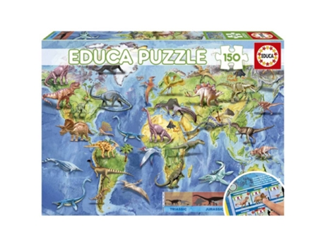Puzzle EDUCA Educa 150 Mapa Mundo Dinosaurios (Edad Mínima: 6 Años - 150 Piezas)