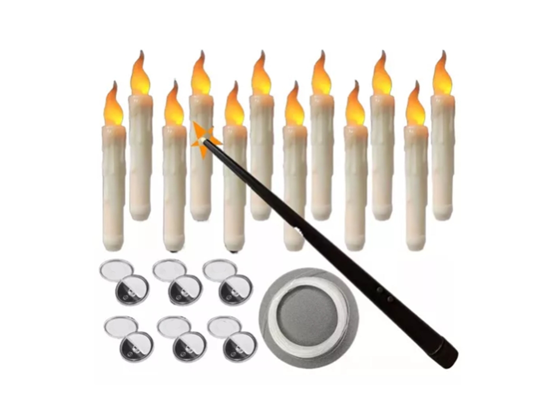 Velas flotantes Baok con varita de luz LED cálida intermitente, sin llama, funcionan con pilas, para fiestas de cumpleaños.