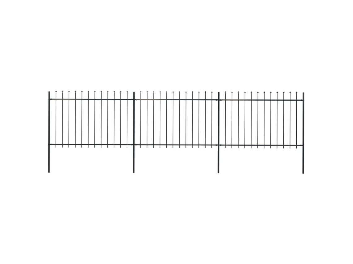Valla de jardín con punta de lanza, 5,1 x 1,2 m, acero negro, DKD HOME DECOR
