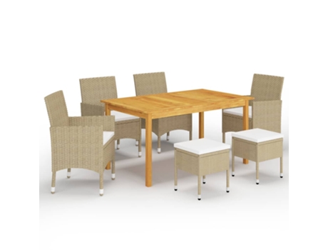 Conjunto 7 de comedor de jardín de VIDAXL beige