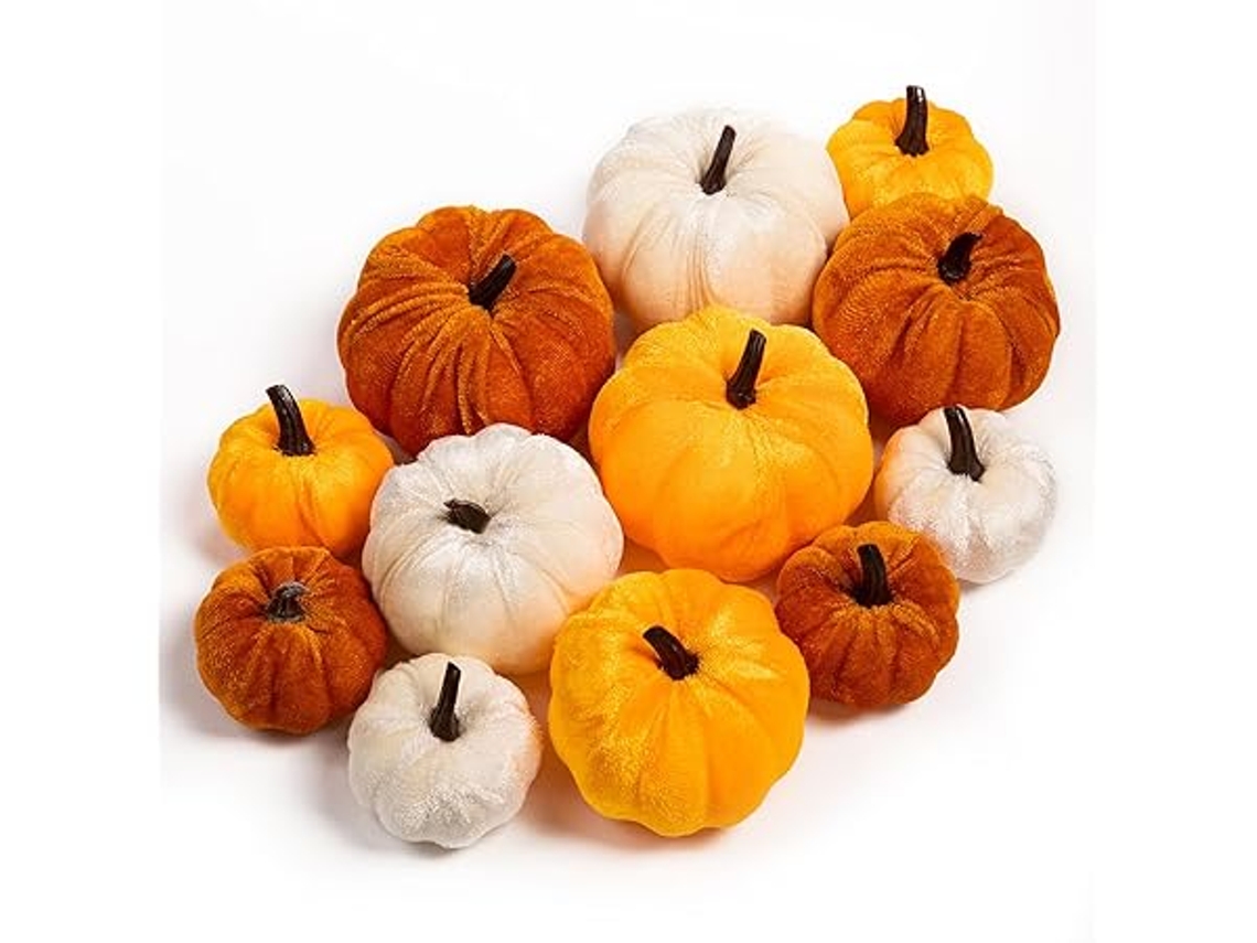 Decoraciones De Calabazas De Peluche Para Exteriores, Mini Calabazas Artificiales De Otoño, Ideales Para Halloween (12 Unidades), Ergonómica