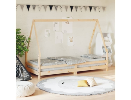 Estructura De Cama Infantil VIDAXL Marrón Madera (90x200 cm)