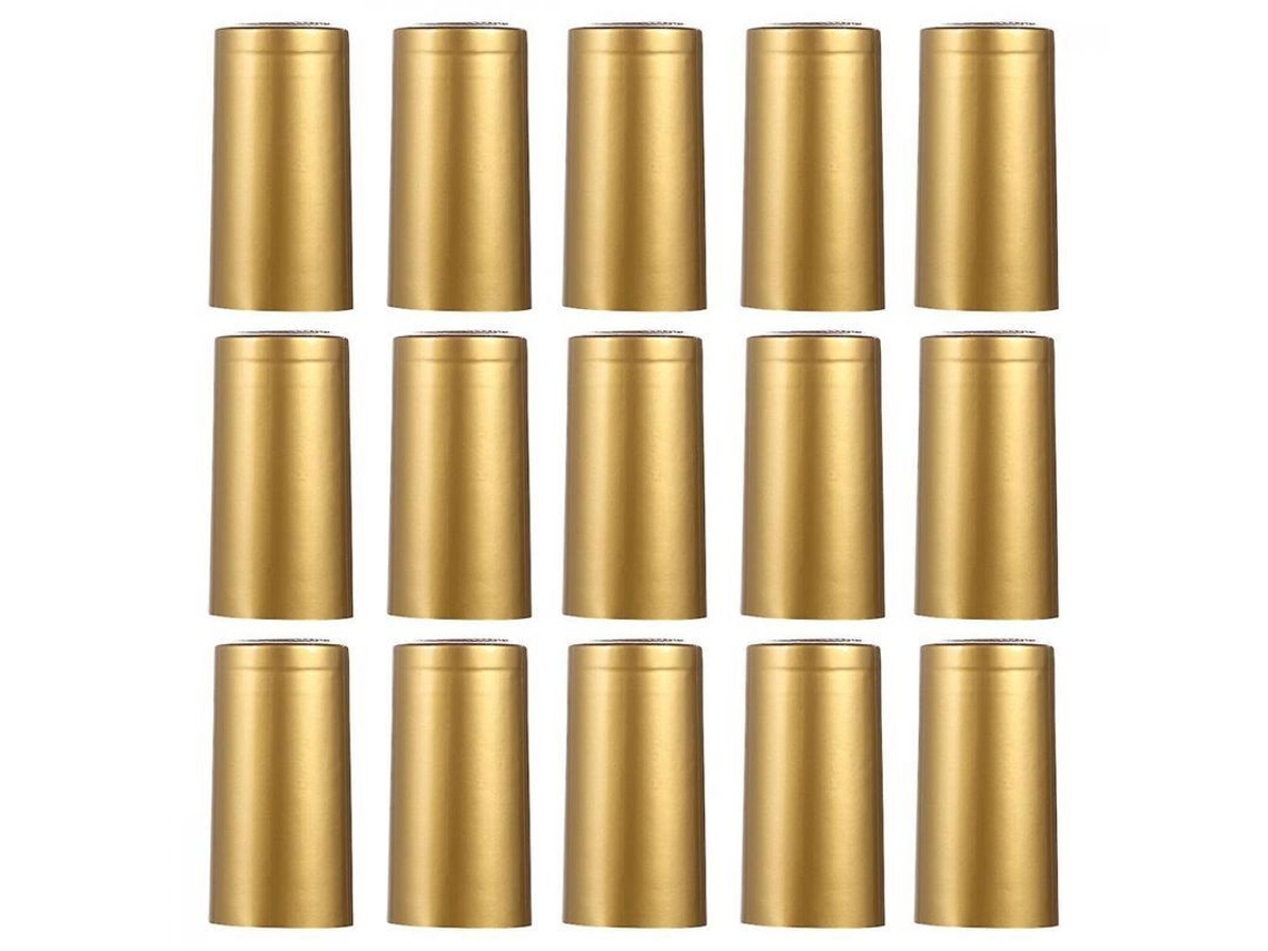 100 unidades de film termorretráctil para botellas de vino, tapón de plástico para bodegas, restaurantes y hogares, 6x3x3cm, dorado
