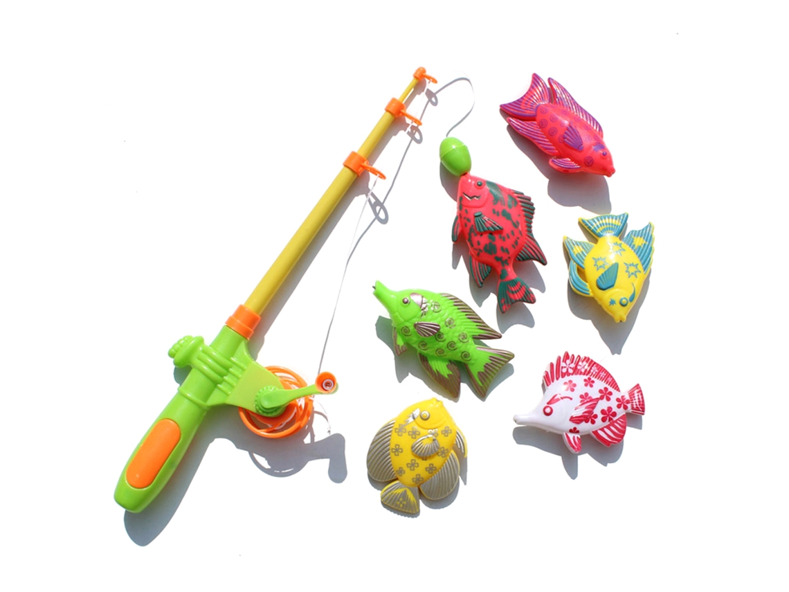 7pcs/set Brinquedo De Pesca Magnética Infantil Divertido Com Vara E Peixes Para Banho Presente Interativo