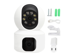 Cámara de seguridad inteligente de doble lente para interiores, con Wi-Fi, 360 grados y resolución 1080p para videovigilancia IP.
