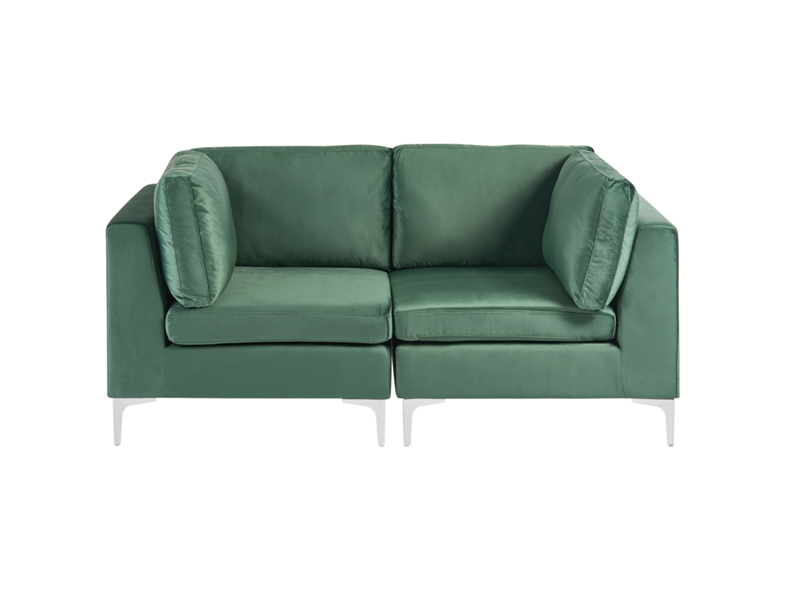 Sofá Modular De 2 Peças Beliani Evja De Veludo Verde 170x85x84