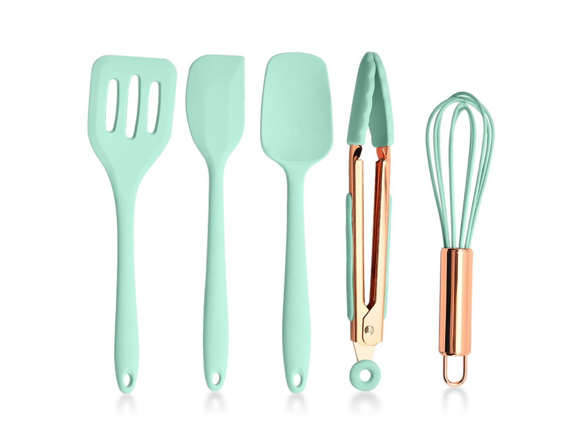 Juego de utensilios de cocina de silicona, espátula integrada, clip para alimentos, batidor de huevos NEVEANCE