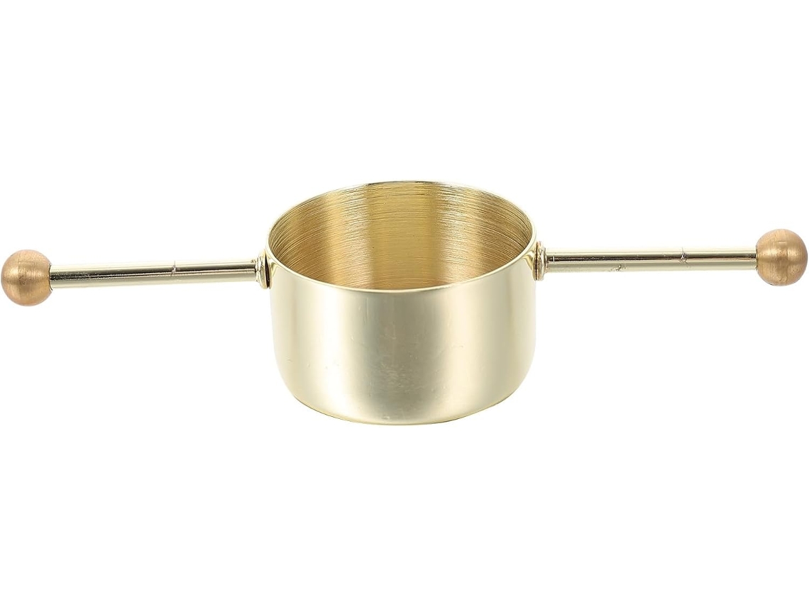 Medidor De Cócteles De Acero Inoxidable 304 Con Doble Perla Dorada Y Vaso Medidor.