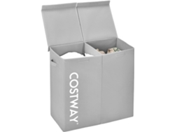 Cesto de ropa con Tapa, 105 L Cubo de Ropa Sucia con 2 Secciones, Cesta de Ropa de Tela no Tejida con Asas, Doble Organizador COSTWAY