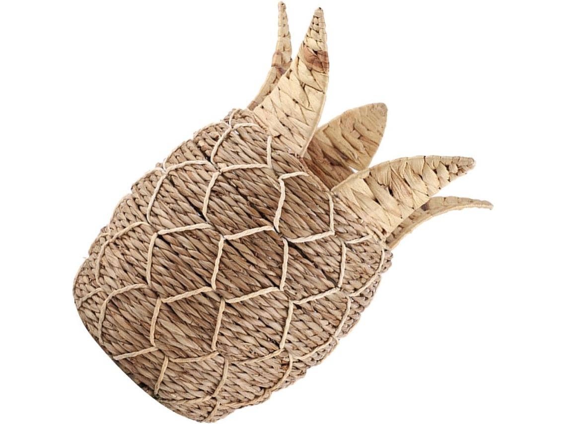 Cesta Tejida Natural Rústica Organizador Escritorio Almacenamiento Decorativa Diseño Hojas Espadaña Piña