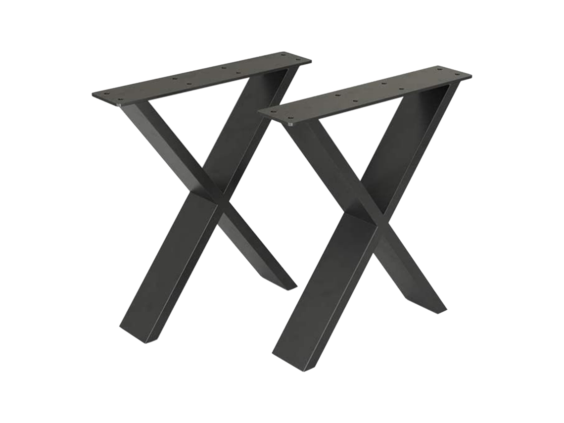Juego de 2 Patas de Mesa [EN.CASA] Maribo en Forma de X (Acero - 72 x 55 x 6 cm - Negro Mate)
