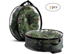 2 Bolsas De Almacenamiento Para Coronas Navideñas 61 Cm (24 Pulgadas), Transparentes, Guardar