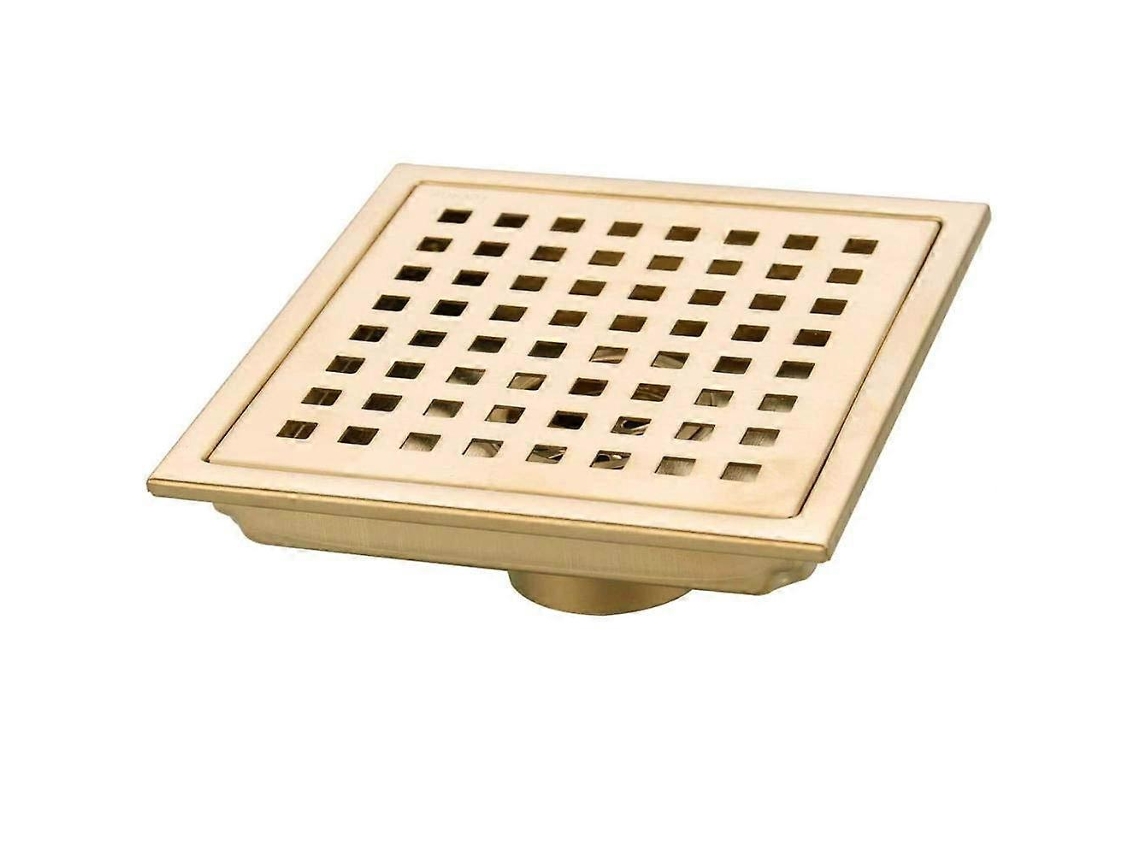 Desagüe De Piso Cuadrado En Oro Cepillado, Acero Inoxidable 304 Para Baño Cocina, Rejilla De Desecho, Drenaje De Gran Flujo 150mm