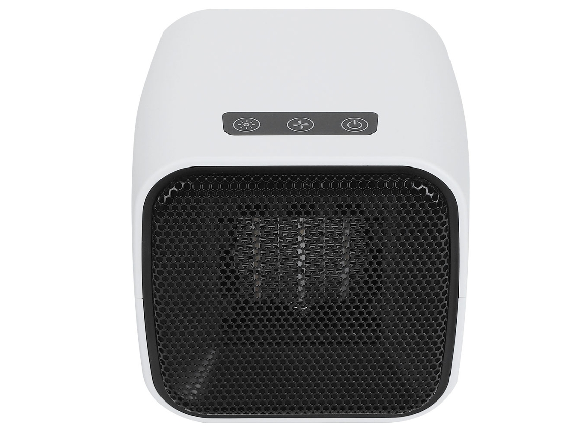MEOIRUERY Calefactor Eléctrico de Mesa Inteligente para Hogar y Oficina 220V Blanco Calefactor y Ventilador Dual
