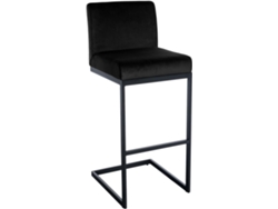 Taburete de bar X1 con respaldo, patas de metal negro en forma de trineo y asiento de terciopelo negro 10_0005624