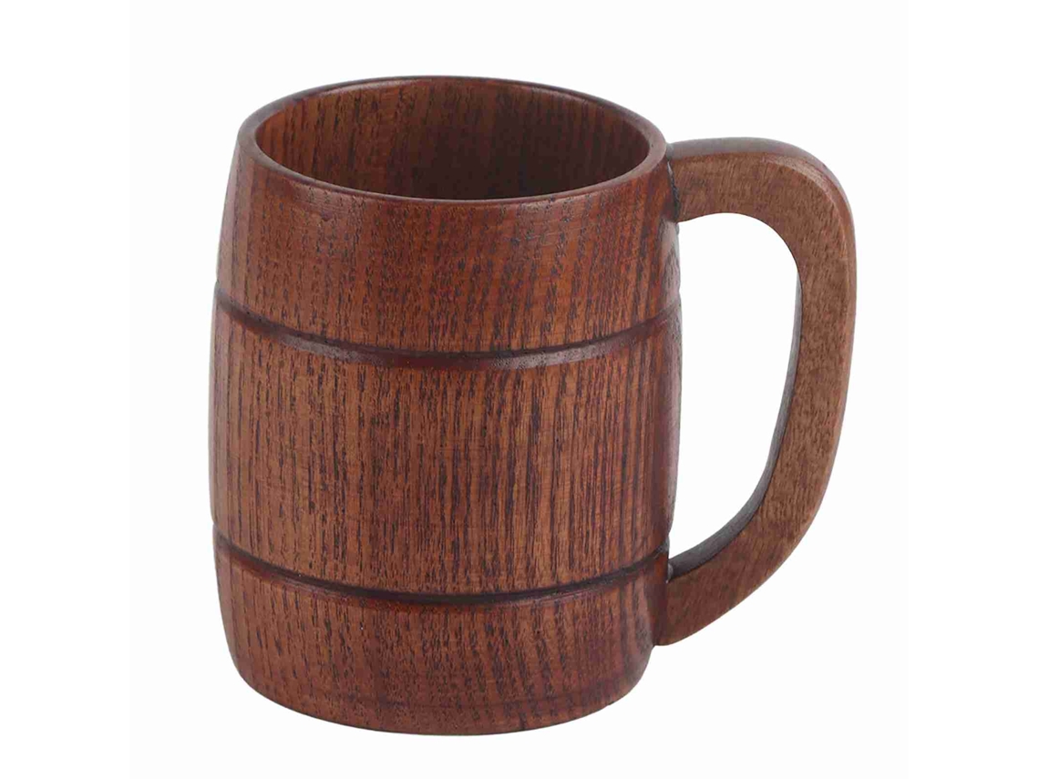 Vasos de cerveza de madera natural pura, hechos a mano y ecológicos para agua. Colores en las fotos.