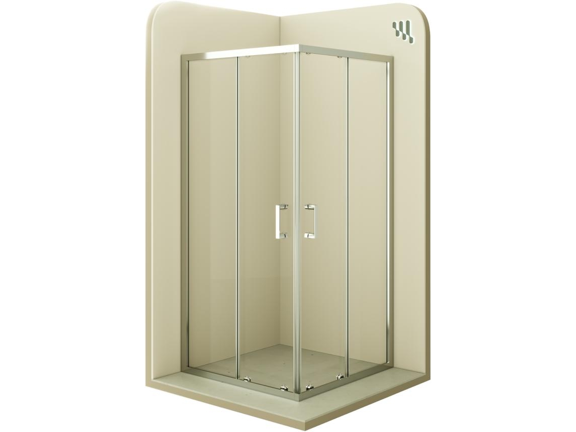 Mampara de Ducha MOMENTS OF GLASS Diana 85x100x190cm | Reversible | Puertas correderas, Ajuste 82,5-84,5x97,5-99,5cm | Perfiles Cromados, Cristal transparente 6mm