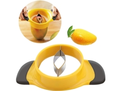 Cortador de mangos Rebe con hoja de acero inoxidable y mango ergonómico de goma para frutas como manzanas y peras. Duradero.