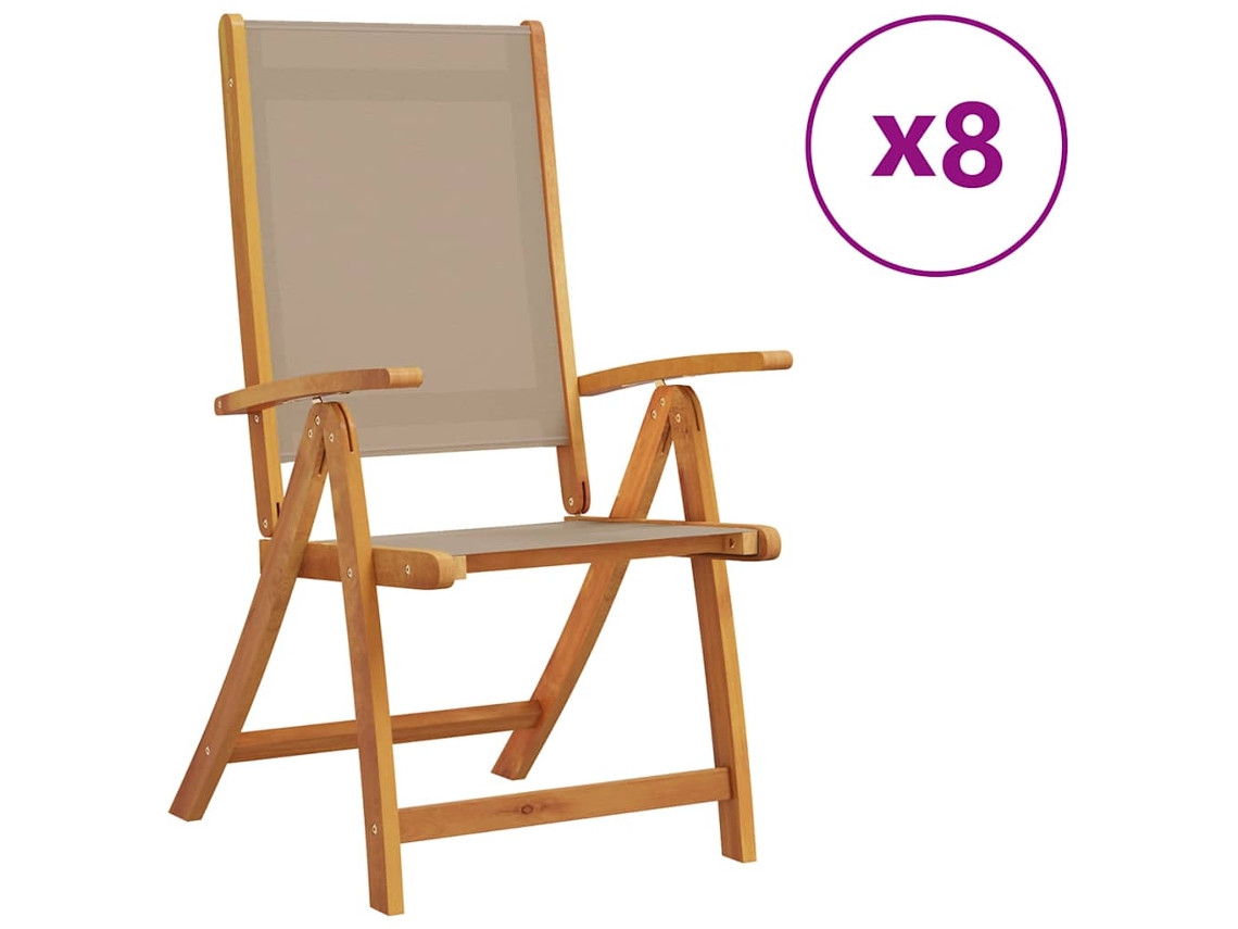 Maison Exclusive - Sillas De Jardín Plegables 8 Uds Madera Maciza Acacia Textileno