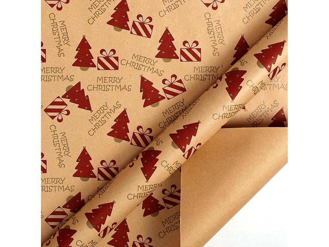 Papel de regalo navideño Eifson Papel Kraft para envolver regalos navideños, 43 cm x 3 m (07)