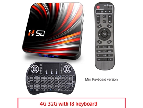 Box Smart Tv Para Android 10,0 4k 4gb 32gb 64gb 3d Video 4 + 32G_enchufe europeo + teclado I8