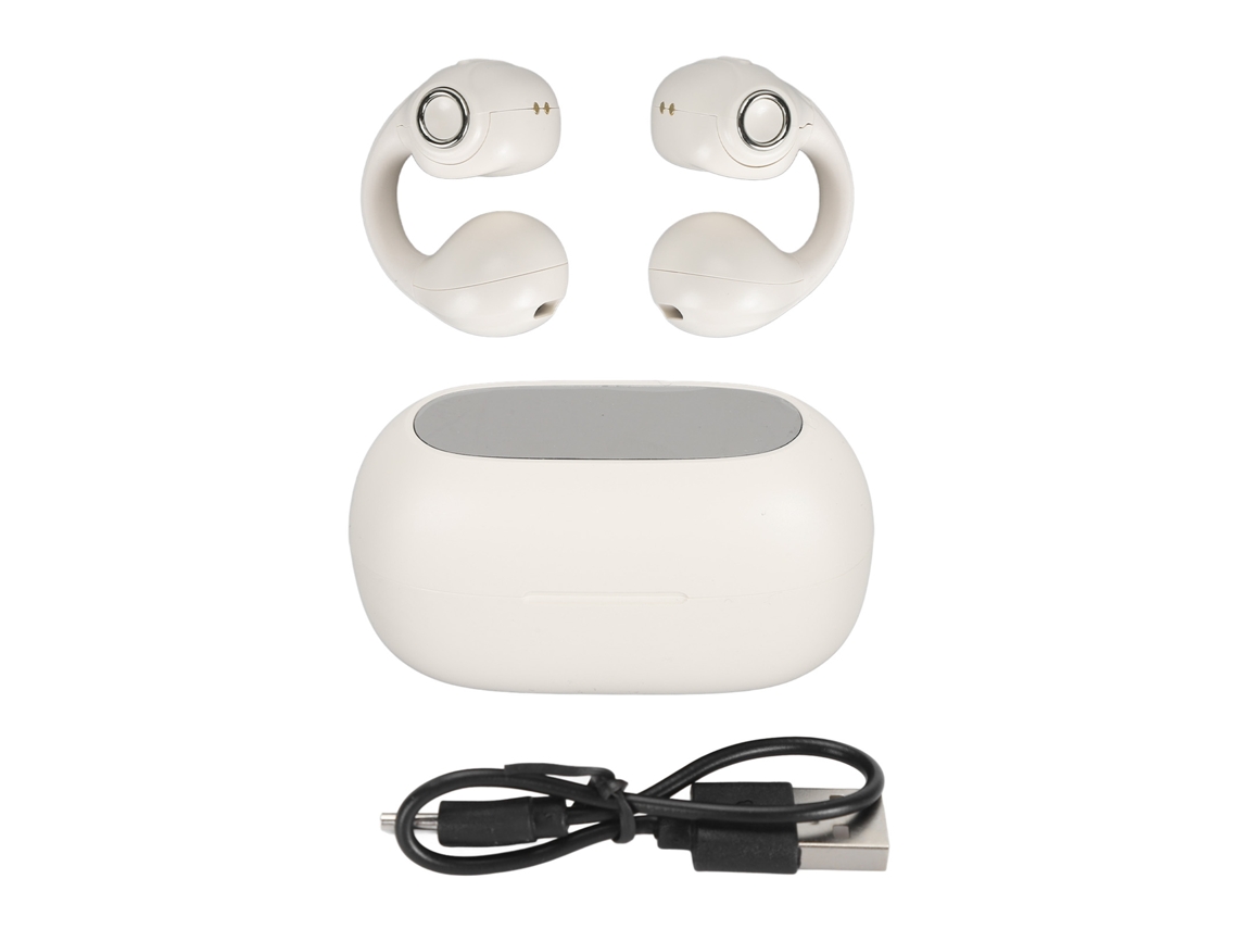 Fones De Ouvido Clip Ouvido Aberto Bluetooth 5.3 Redução De Ruído Ipx5 Impermeável Bege Para Esportes