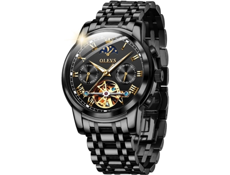 VEANXIN Reloj mecánico hueco impermeable luminoso automático para hombre(negro)