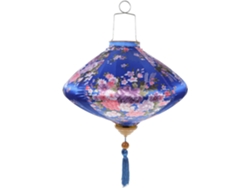 Farol Colgante Decorativo Para Uso Exterior, Hecho De Alambre Y Tela Azul, Adorno Delicado Para